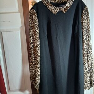 Tommy Hilfiger Black Dress with Leopard Print